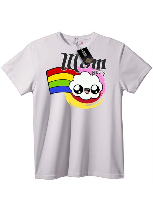 Moom póló, gyönyörű szivárvány felhő, Fehér
