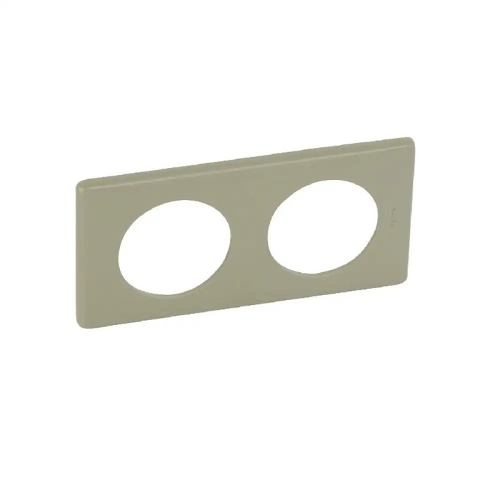 Rama dubla/placa dubla Legrand Celiane, din plastic rezistent, pentru 2 module, kaki, 1 buc