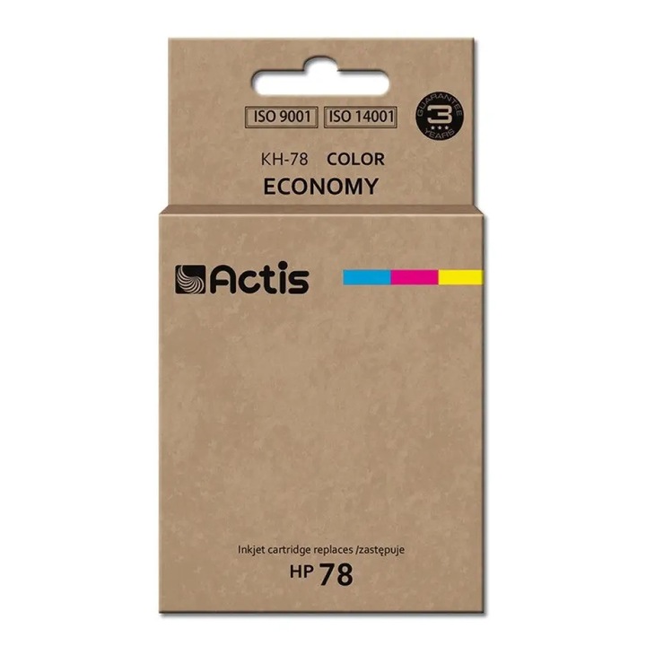 Set 3 bucati, cartuse cu cerneala Actis KH-78 compatibile cu HP 78, multicolor