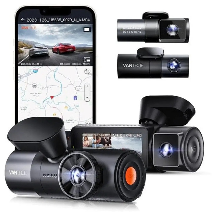 Vantrue N5 autós DVR kamera, 1080p, széles látószögű, fekete