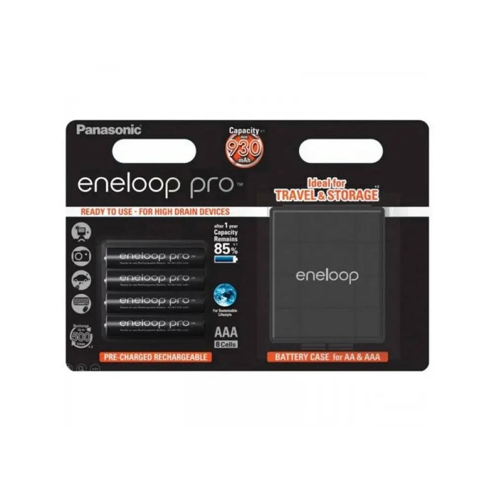 Set baterii Eneloop AAA 930mAh negru 4 buc