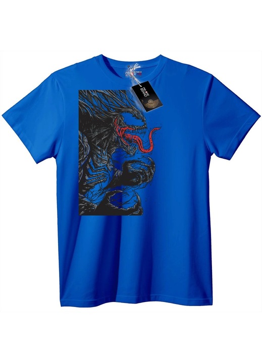 Venom póló - Fekete, piros szimbiótával, Kék