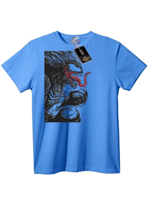 Venom póló - Fekete, piros szimbiótával, Világoskék