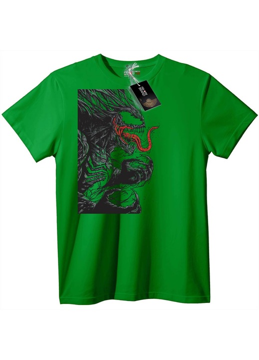 Venom póló - Fekete, piros szimbiótával, Zöld