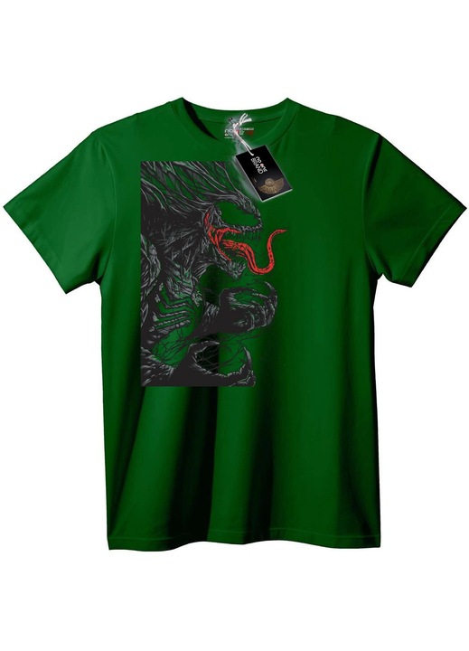 Venom póló - Fekete, piros szimbiótával, Angolzöld