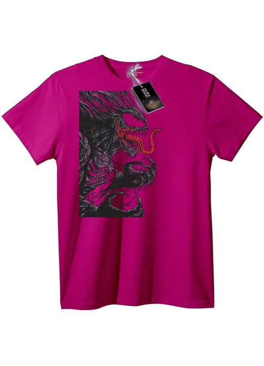 Venom póló - Fekete, piros szimbiótával, Halványlila