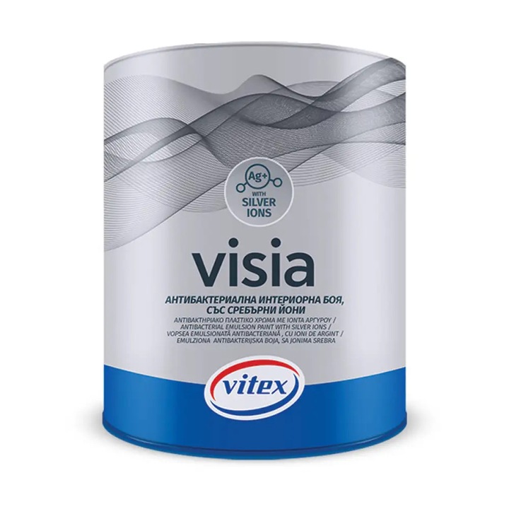 Vopsea pentru interior Vitex Visia, emulsie antibacteriana cu ioni de argint, lavabila, alb, 2.94 L