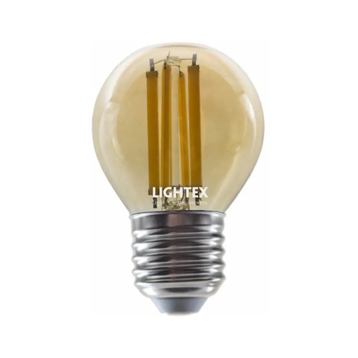 Bec led filament Lightex G45, E27, 6W, 2700K, 806 lm, auriu, 1 buc