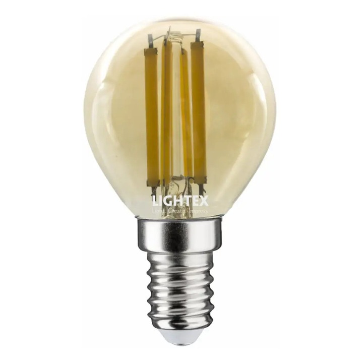 Bec LED Lightex filament E14 6W P45 auriu 2700K