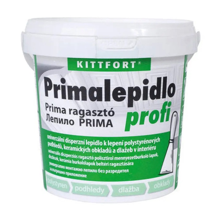 Adeziv de constructii Kittfort Prima, lipici dispersie universala pentru polistiren si placi ceramice, alb, 4 kg