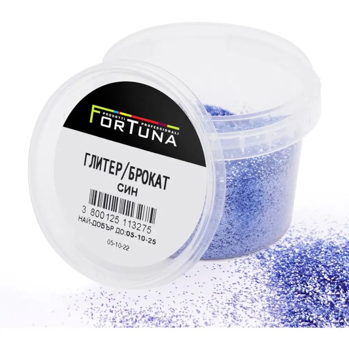 Sclipici (glitter) Fortuna, fin, pentru decoratiuni si artizanat, albastru, 50 g