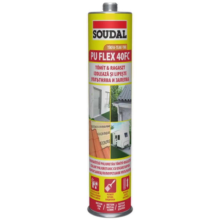 Adeziv poliuretanic Soudal PU Fleks 40FC, flexibil, transparent