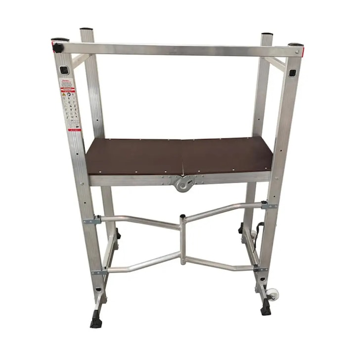 Schela Aron AS100, din aluminiu, platforma de lucru, cu roti, argintiu