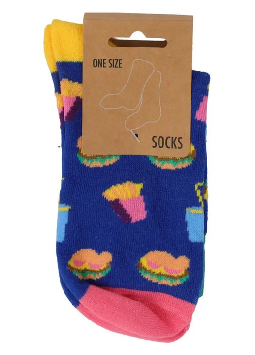 Sosete dama, sosete textil cu imprimeu fast-food HZ1981160, multicolor, marime unica