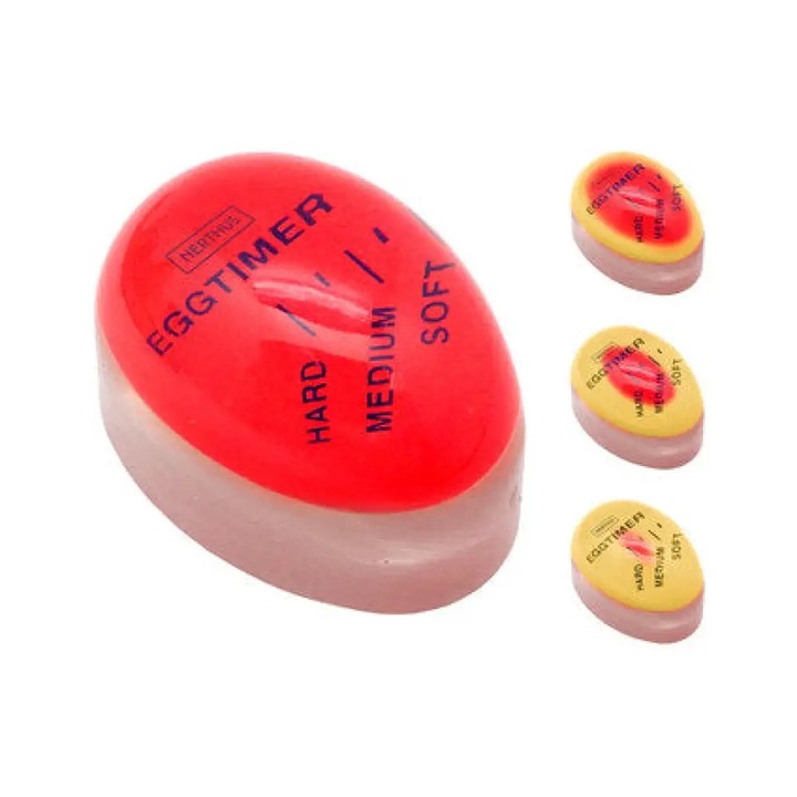 Timer pentru oua Vin Bouquet, indicator grad de fierbere soft/medium/hard, reutilizabil, fara baterii, Multicolor, 1 buc