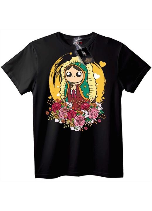Guadalupei Szűzanya póló, fekete, 7XL