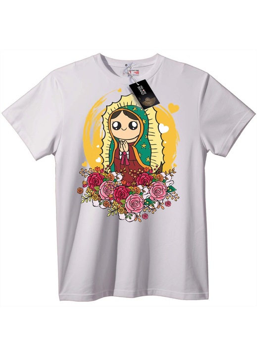 Guadalupei Szűzanya póló, fehér, 6XL