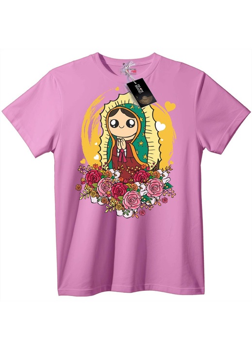 Guadalupei Szűzanya póló, rózsaszín, XXS