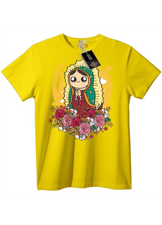 Guadalupe Szűzanya póló, sárga, 6XL