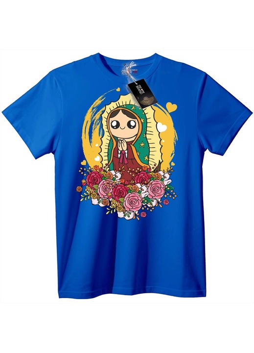 Guadalupei Szűzanya póló, kék, 2XL