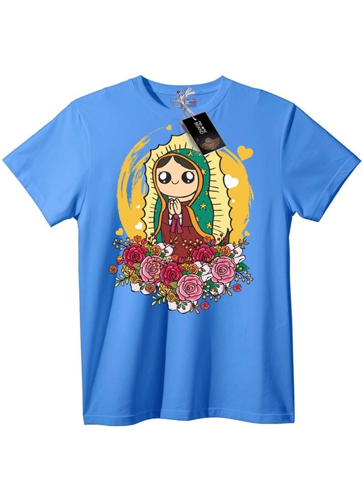 Guadalupei Szűzanya póló, Világoskék, XS