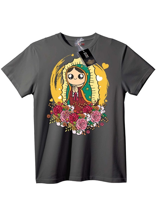 Guadalupei Szűzanya póló, szürke, 3XL