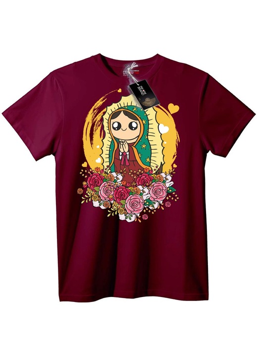 Guadalupei Szűzanya póló, bordó, L