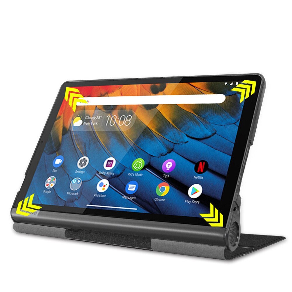 Etui Smart pentru tableta, cu functie de suport, negru, 10.1" - set pentru Lenovo Yoga Smart Tab YT-X705F/YT-X705L