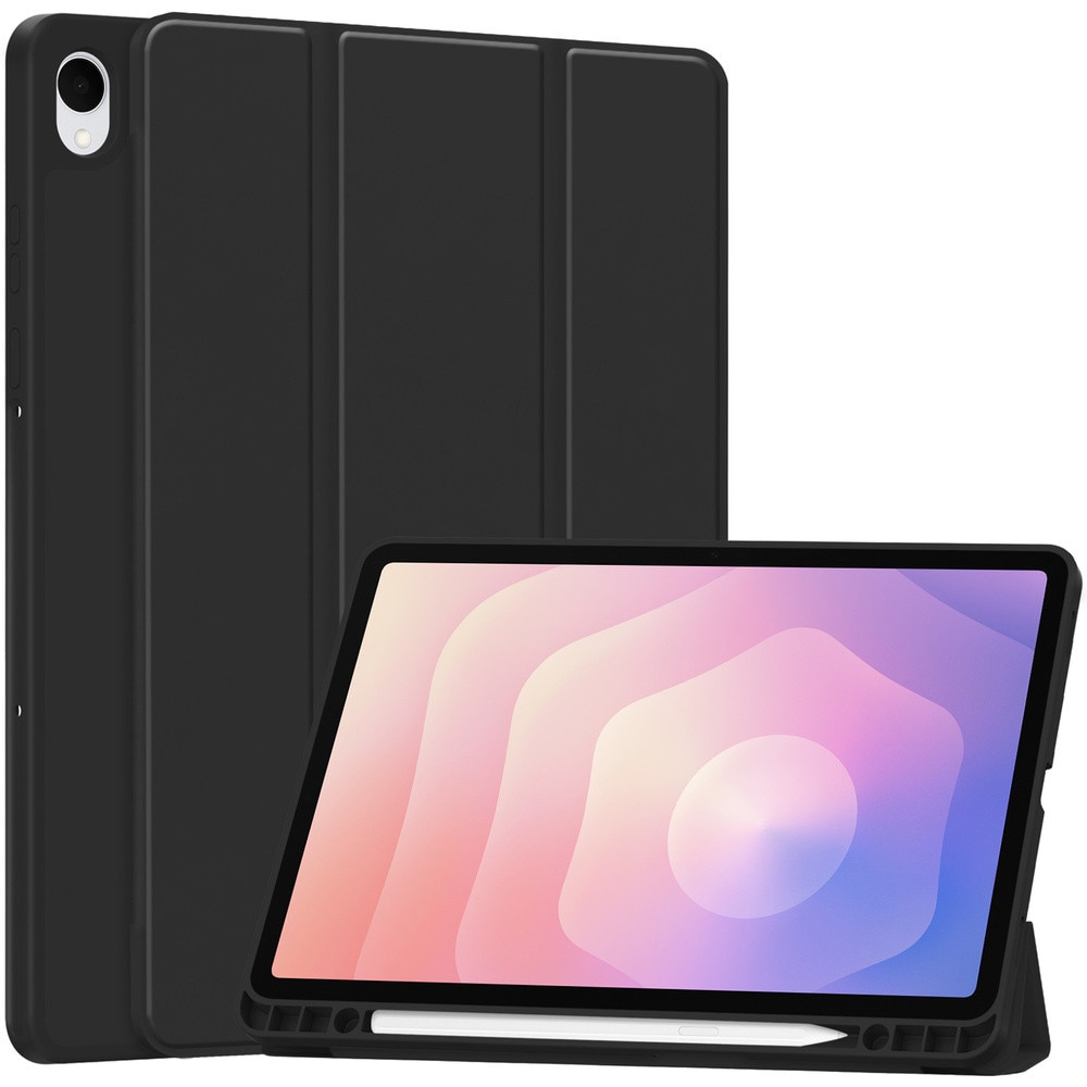 Etui pentru tableta cu clapeta, 11", functie Smart Cover, negru, set pentru Samsung Galaxy Tab S11