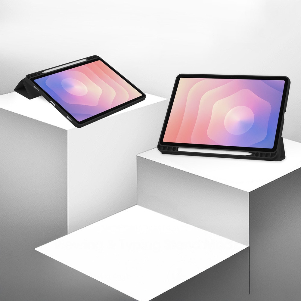 Etui pentru tableta cu clapeta, 11", functie Smart Cover, negru, set pentru Samsung Galaxy Tab S11
