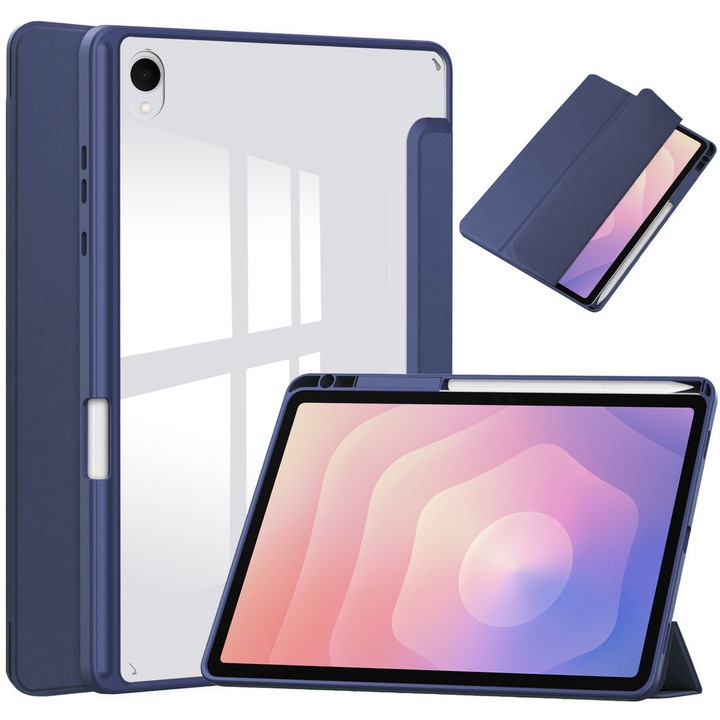 Etui cu clapa pentru tableta, Samsung Galaxy Tab S11, granat, functie Smart Wake/Sleep, dimensiuni 11"
