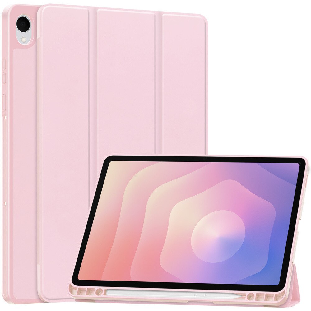 Etui pentru tableta cu clapeta, 11", roz, functie Smart Cover, suport, set