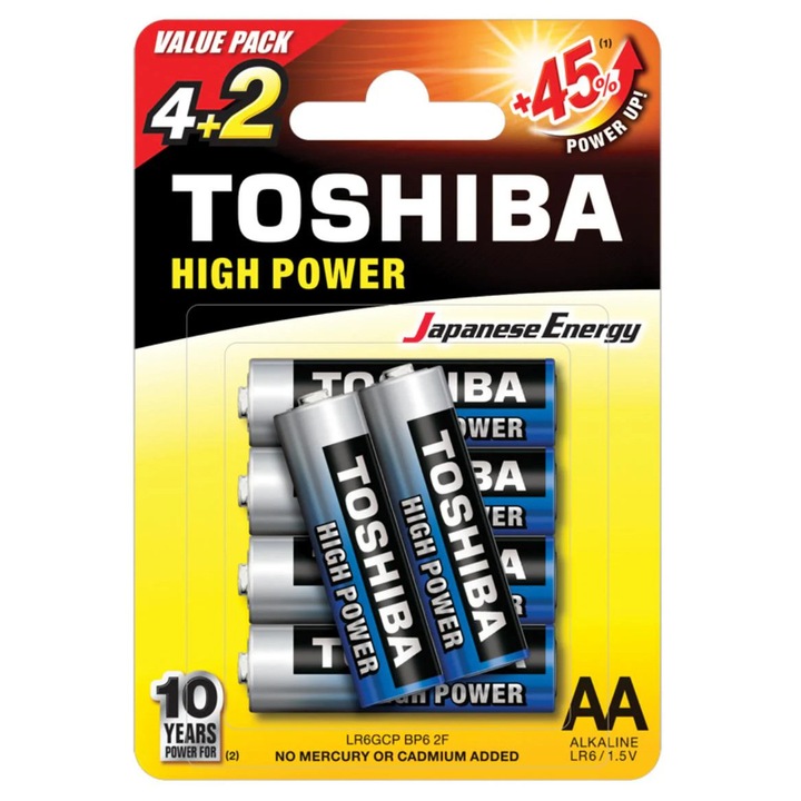 Baterie Toshiba LR6 4+2 BR, set 6 bucati