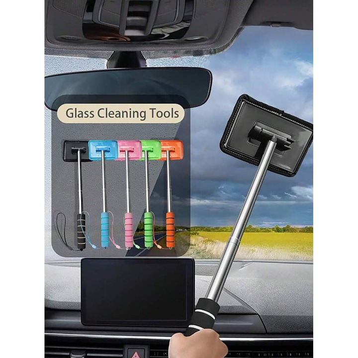 Perie de curatare parbriz, maner detasabil, extensibil pana la 50.5cm, negru