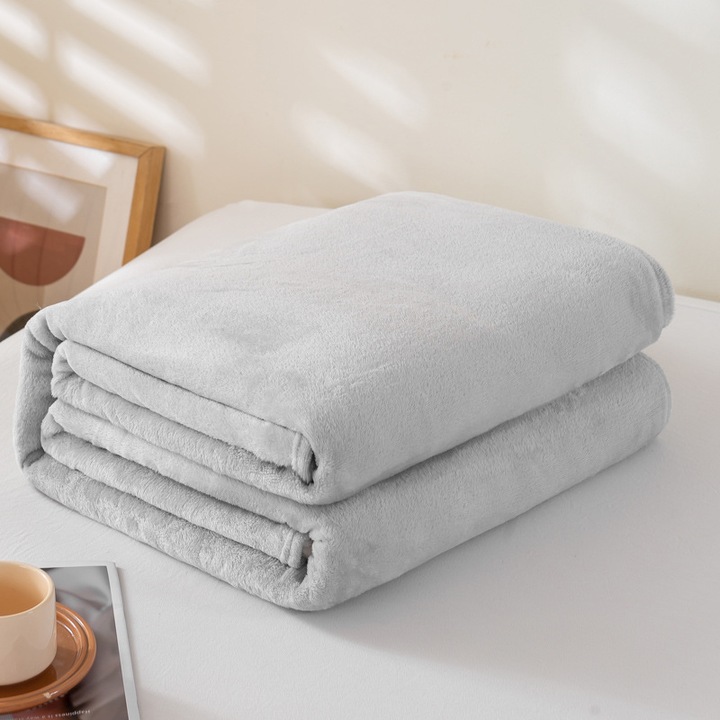 Patura rectangulara din flanel, gri, 70x50cm, set 1 buc.