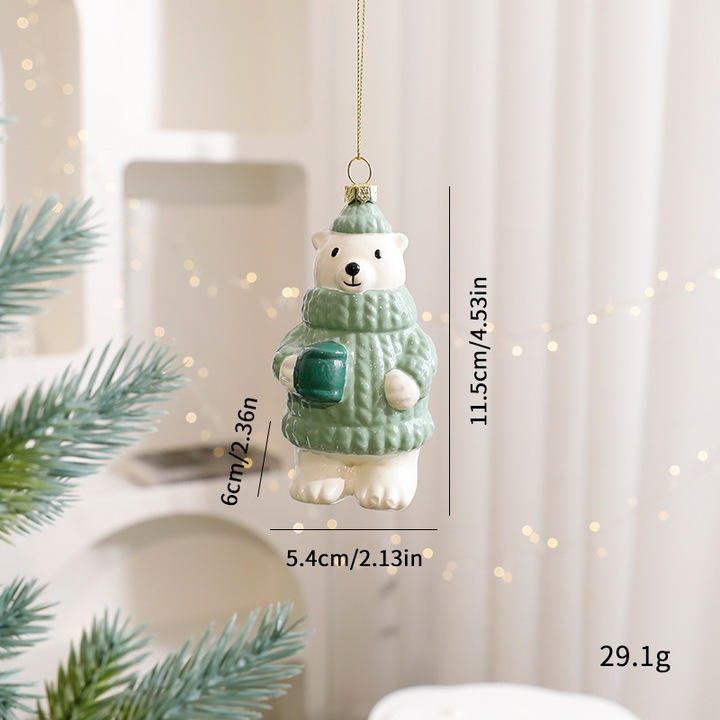 Set decoratiuni Craciun DIY, ornament Mos Craciun, ornament brad, ornament urs, verde