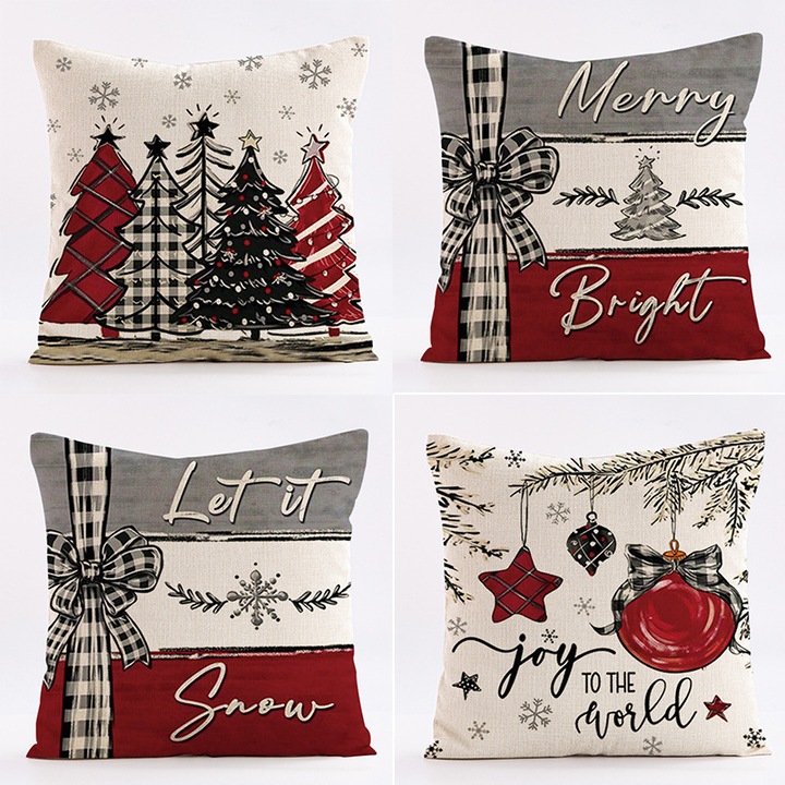 Set de 4 fete de perna pentru Craciun, 45x45cm, multicolor