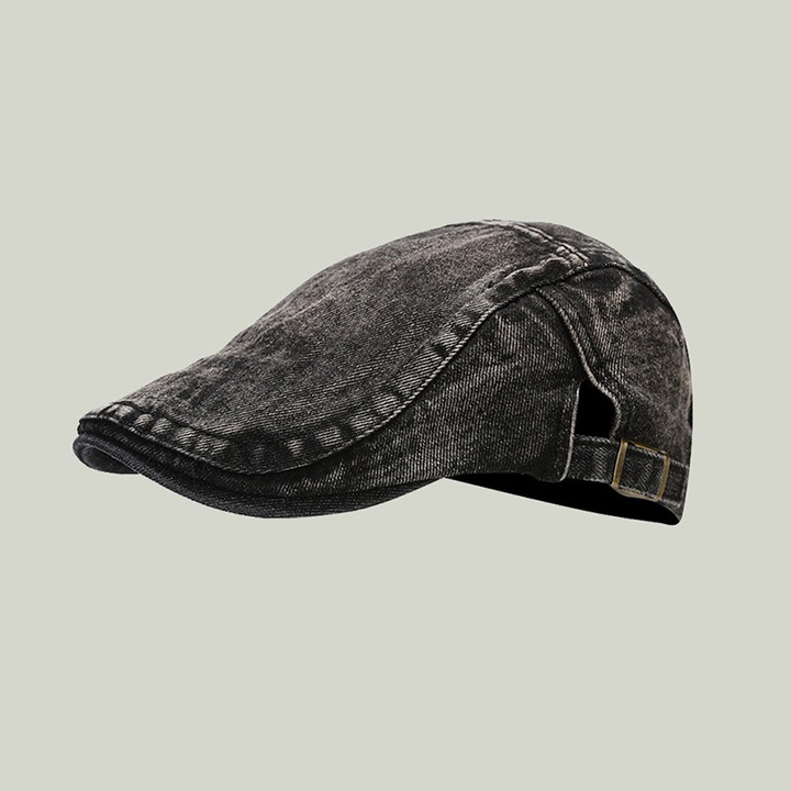 Caciula dama, beret din denim, gri, versatil, pentru toate sezoanele