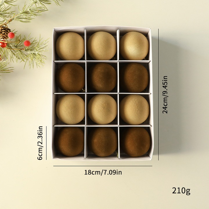 Set globuri de Craciun, 12 bucati, 6cm, multicolor, din plastic rezistent la socuri