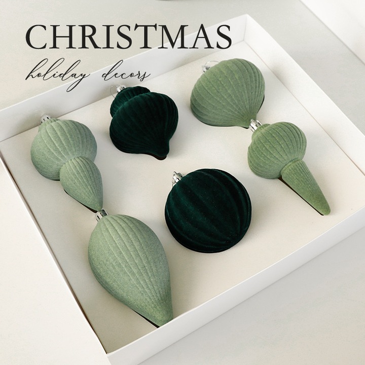 Set globuri de Craciun, burgundy si verde inchis, plastic rezistent, 10x10cm