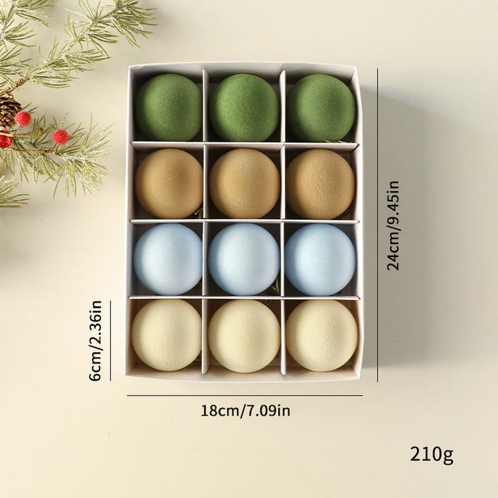 Globuri de Craciun, diverse culori, set, 6cm x 12cm, albastru-verde