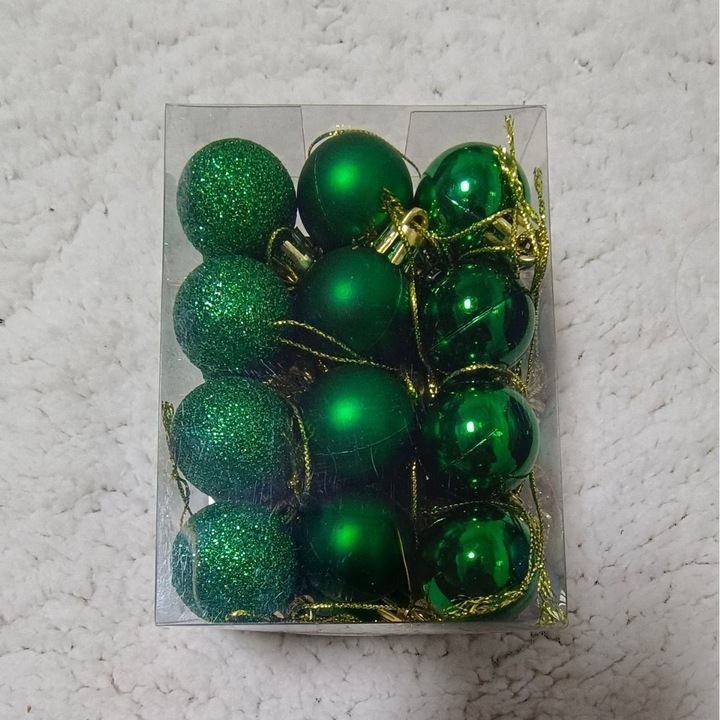 Set 24 globuri de Craciun 3cm, mix de culori, plastic rezistent