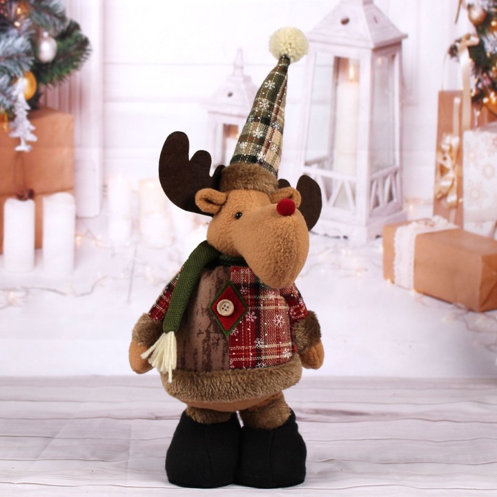 Figurina decorativa Craciun, om de zapada si ren, set, ajustabil, multicolor, 30x45cm