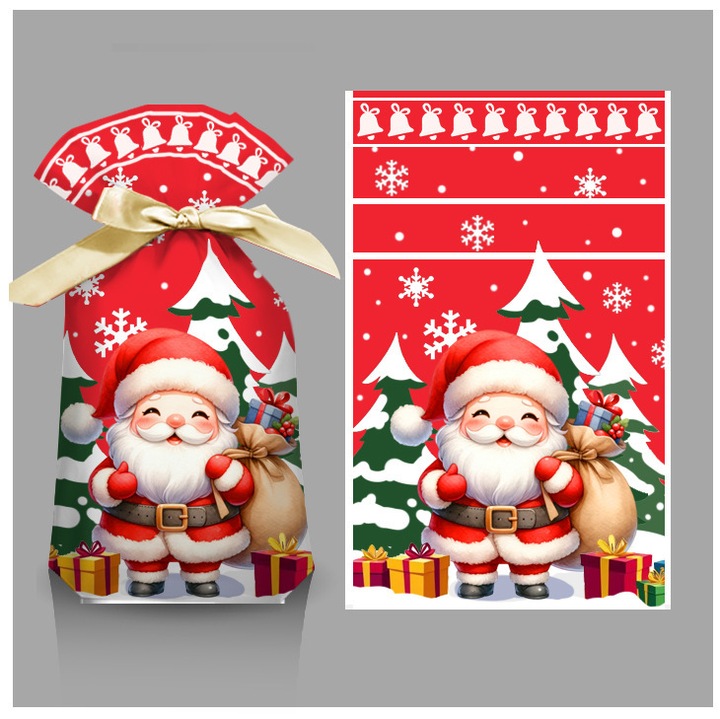 Set 50 pungi cadou de Craciun, pungi cu snur pentru mere, pungi cu urechi de iepure