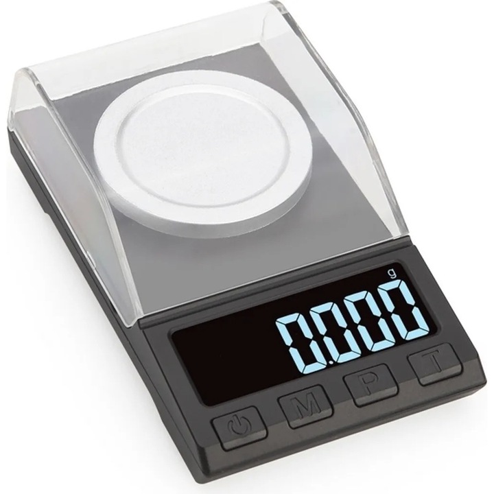 Cantar electronic de precizie, 10g, 0.001g, negru, 12x7x3.8cm