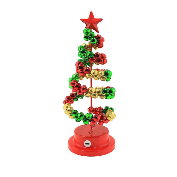 Figurina decorativa Craciun, clopot din fier LED, iluminare atmosfera, multicolor, pentru masa