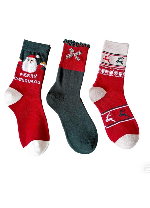 Sosete dama, set 3 perechi, tema desene animate, rosii, marime unica