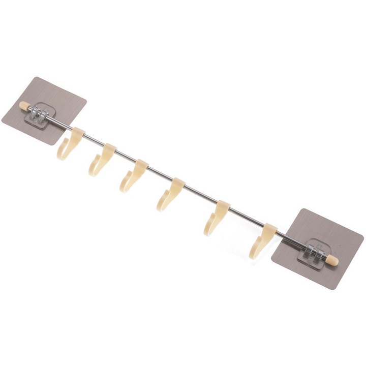 Set de 4 suporturi adezive pentru perete, alb, pentru bucatarie si baie, design fara cuie