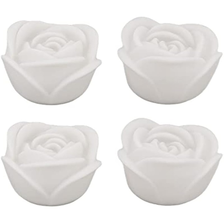 Set de 4 lumanari LED cu design de trandafir, lumini colorate, 3.9x6.1cm