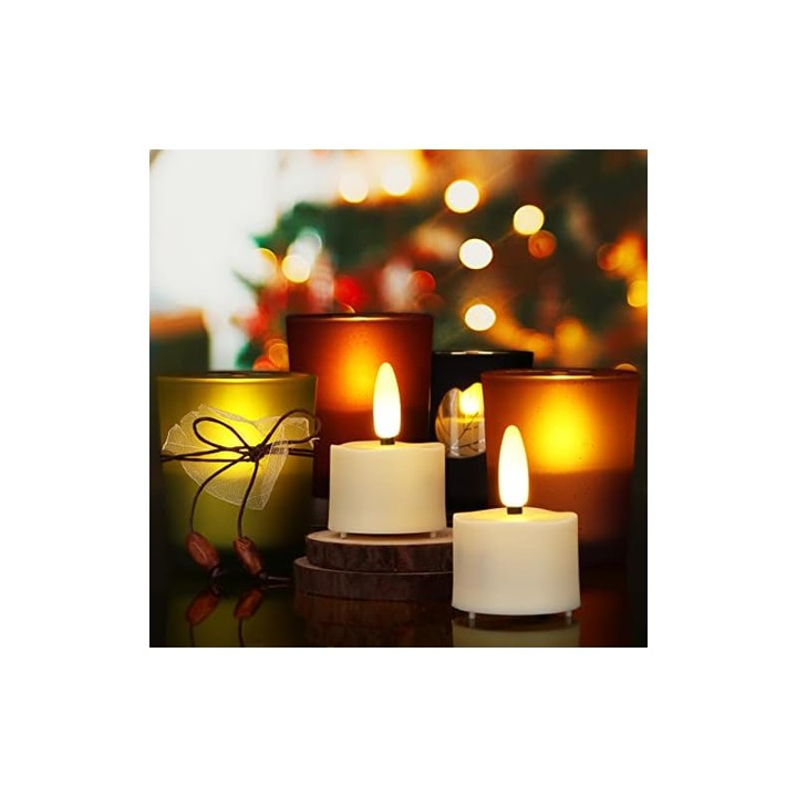 Set de 12 lumanari LED reincarcabile cu telecomanda, lumina alba calda, 4cm x 5.5cm